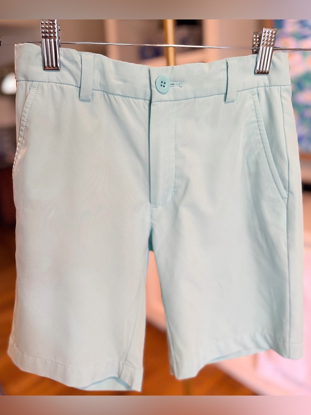 Vineyard Vines Boys’ Performance Mint Aqua Ice Shorts in Size 10